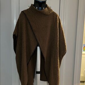 Brown Long Poncho Sweater
